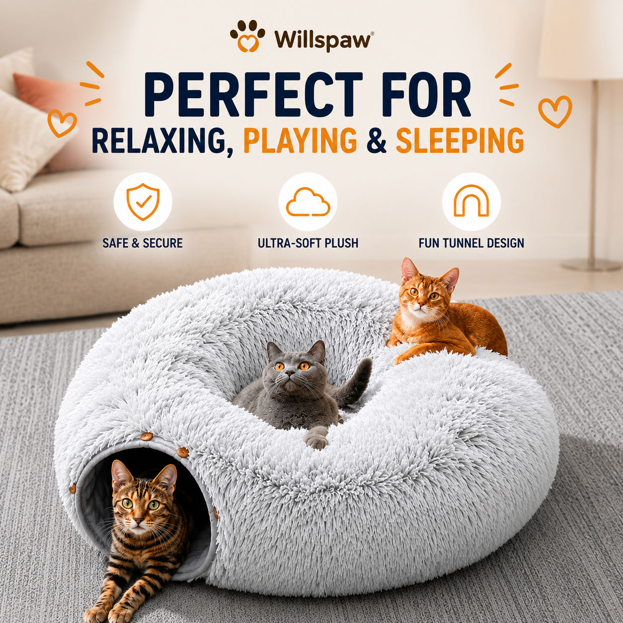 WillsPaw™ CozyTunnel Cat Cave